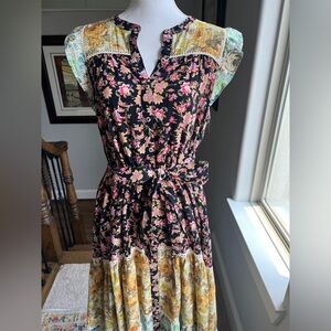 Anthropologie Ruffled Floral Midi